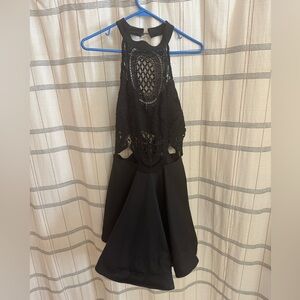 Charlotte Russe Black Crochet Halter Mini Dress